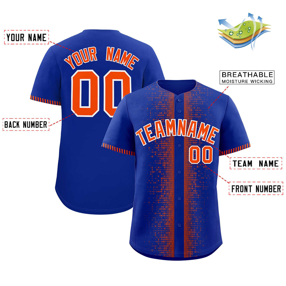 Custom Royal Orange Personalized Phonetic Rhythm Authentic Baseball Jersey | KXKSHOP