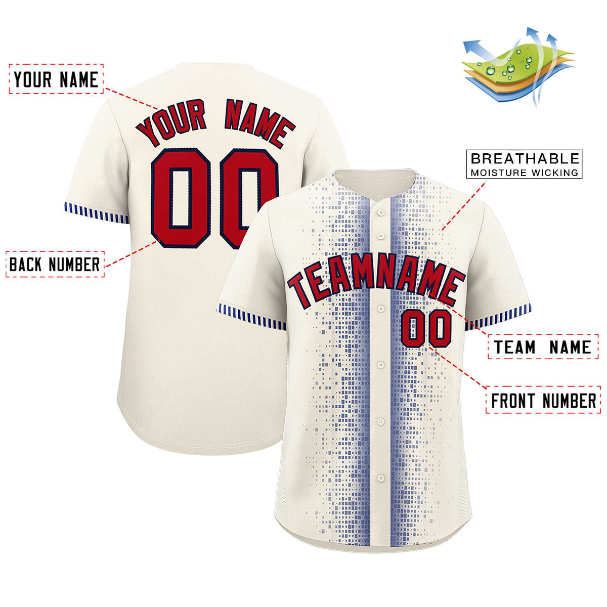 Custom Cream Royal Personalized Phonetic Rhythm Authentic Baseball Jersey | KXKSHOP