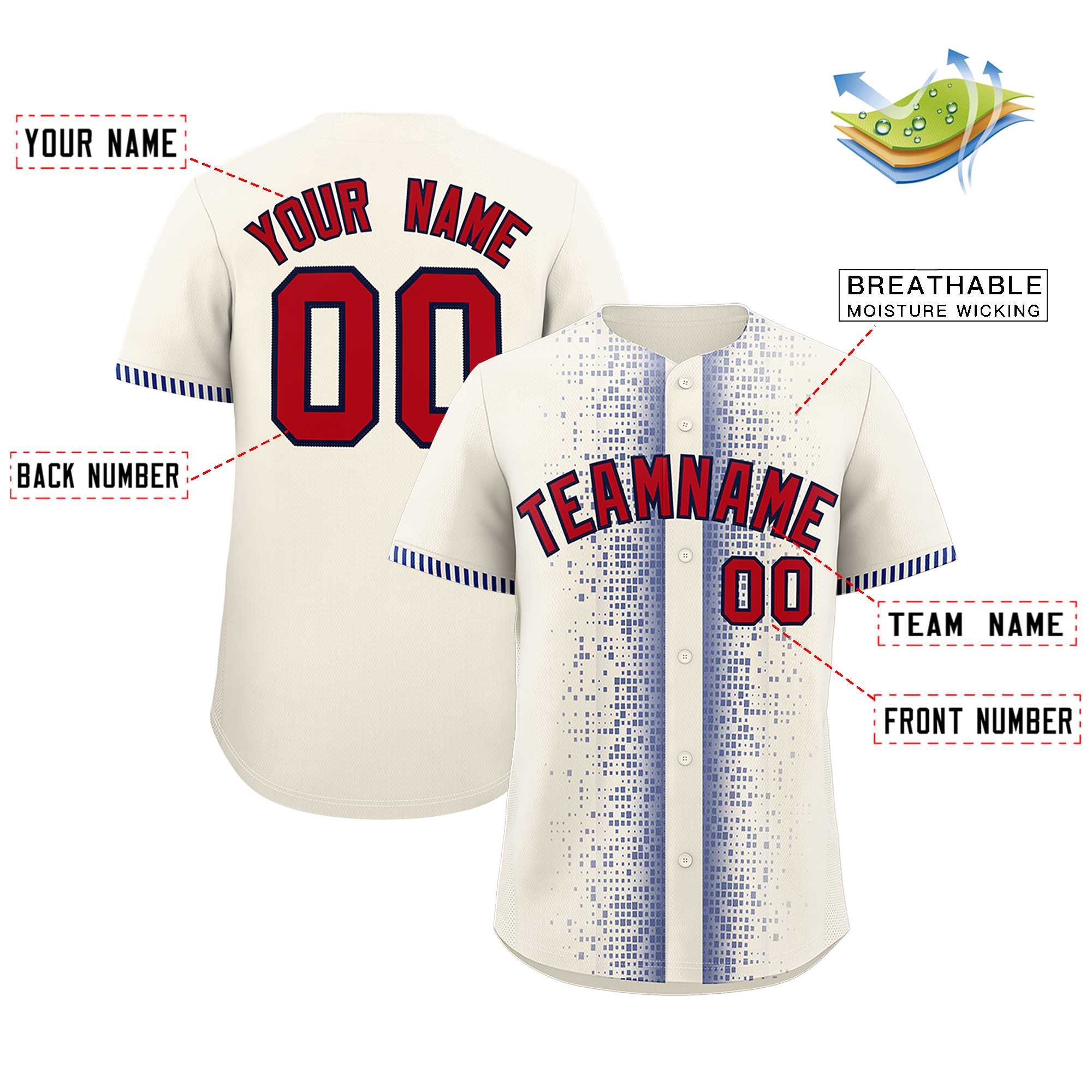Custom Cream Royal Personalized Phonetic Rhythm Authentic Baseball Jersey | KXKSHOP