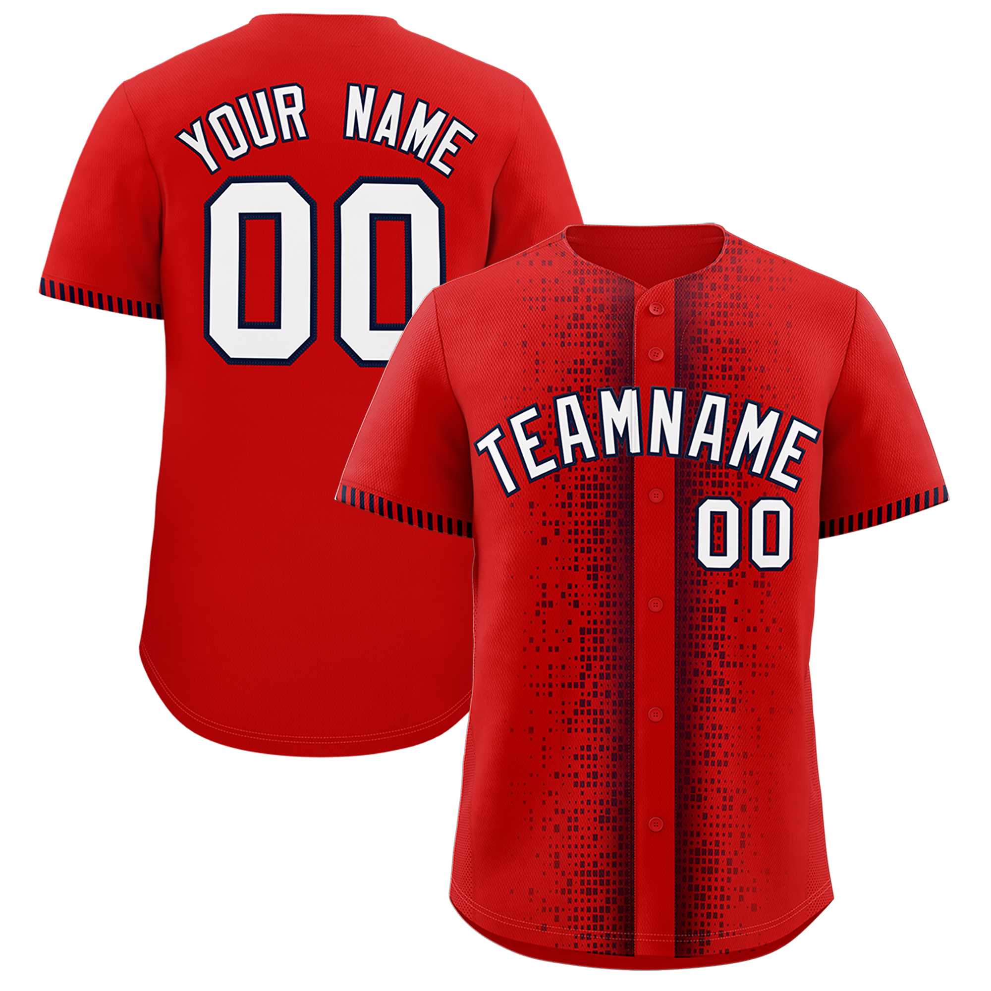 Custom Red Navy Personalized Phonetic Rhythm Authentic Baseball Jersey | KXKSHOP