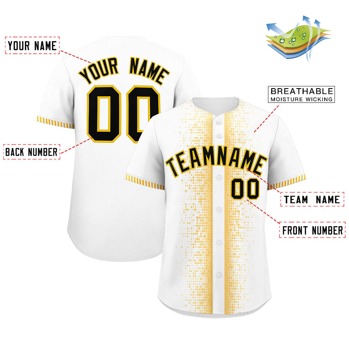 Custom White Gold Personalized Phonetic Rhythm Authentic Baseball Jersey | KXKSHOP