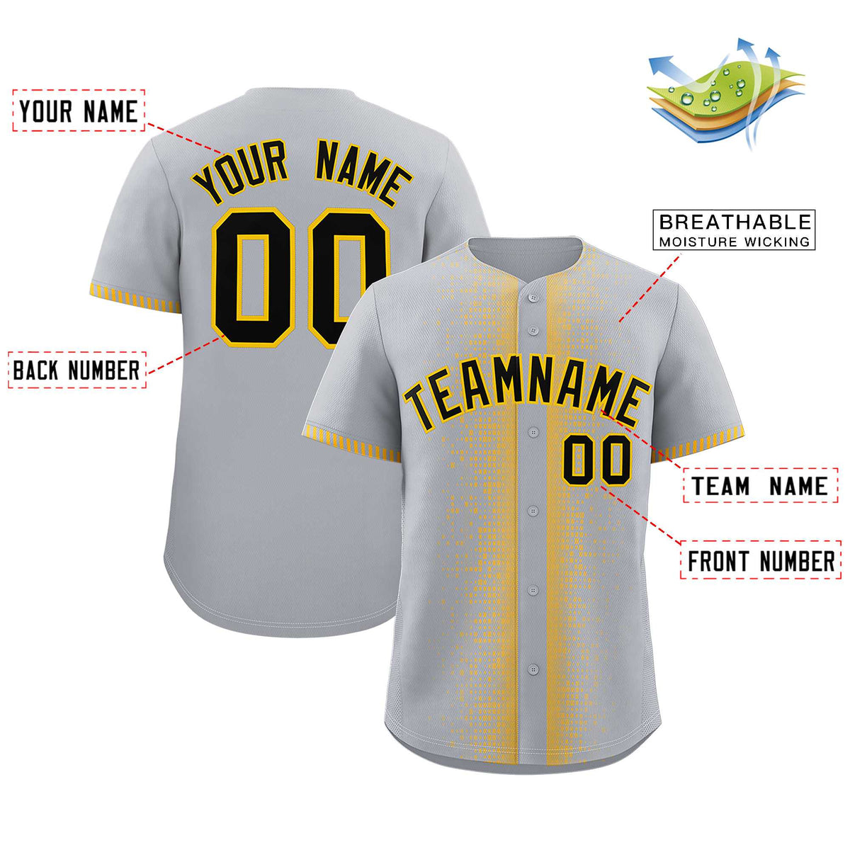 Custom Gray Gold Personalized Phonetic Rhythm Authentic Baseball Jersey | KXKSHOP