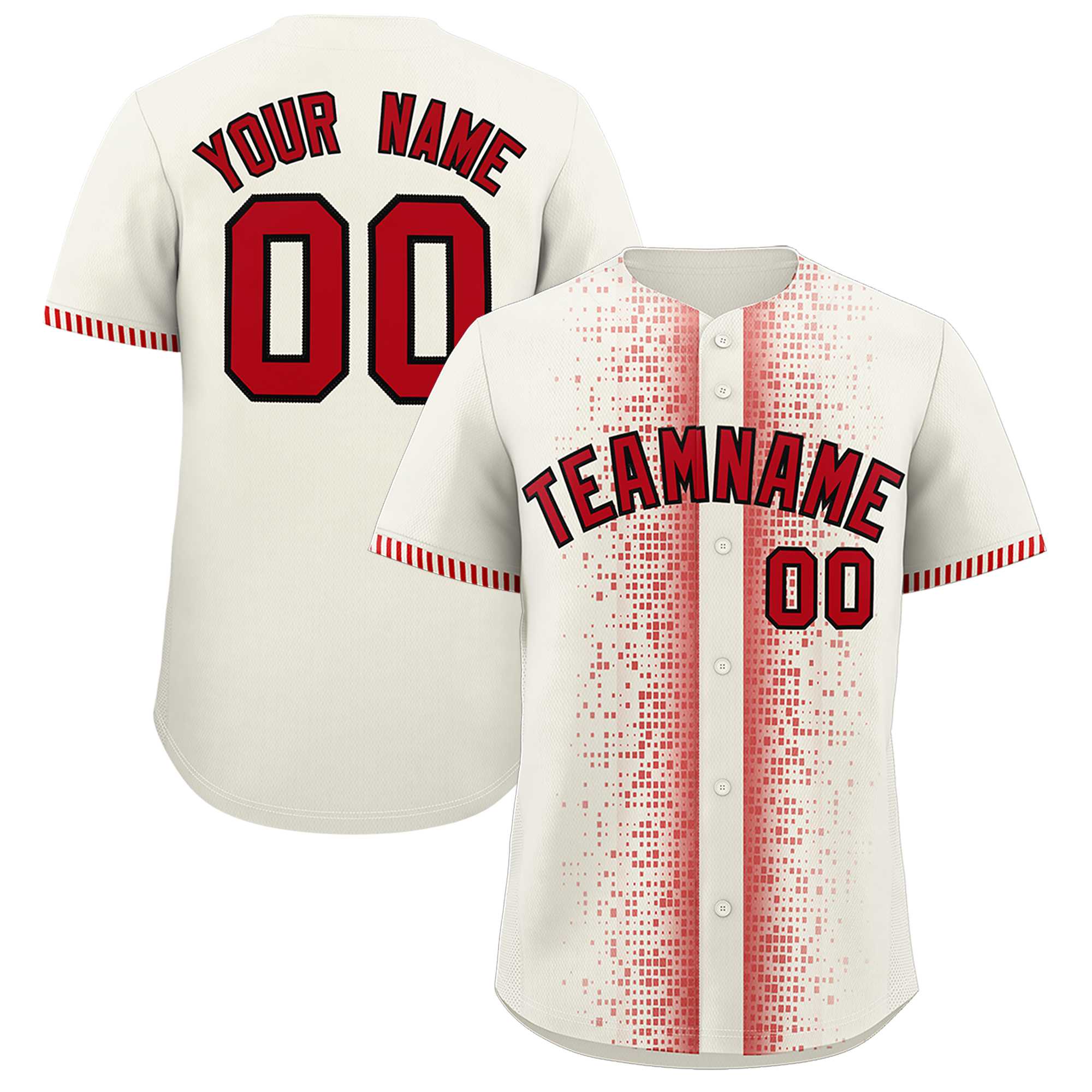 Custom Cream Red Personalized Phonetic Rhythm Authentic Baseball Jersey | KXKSHOP