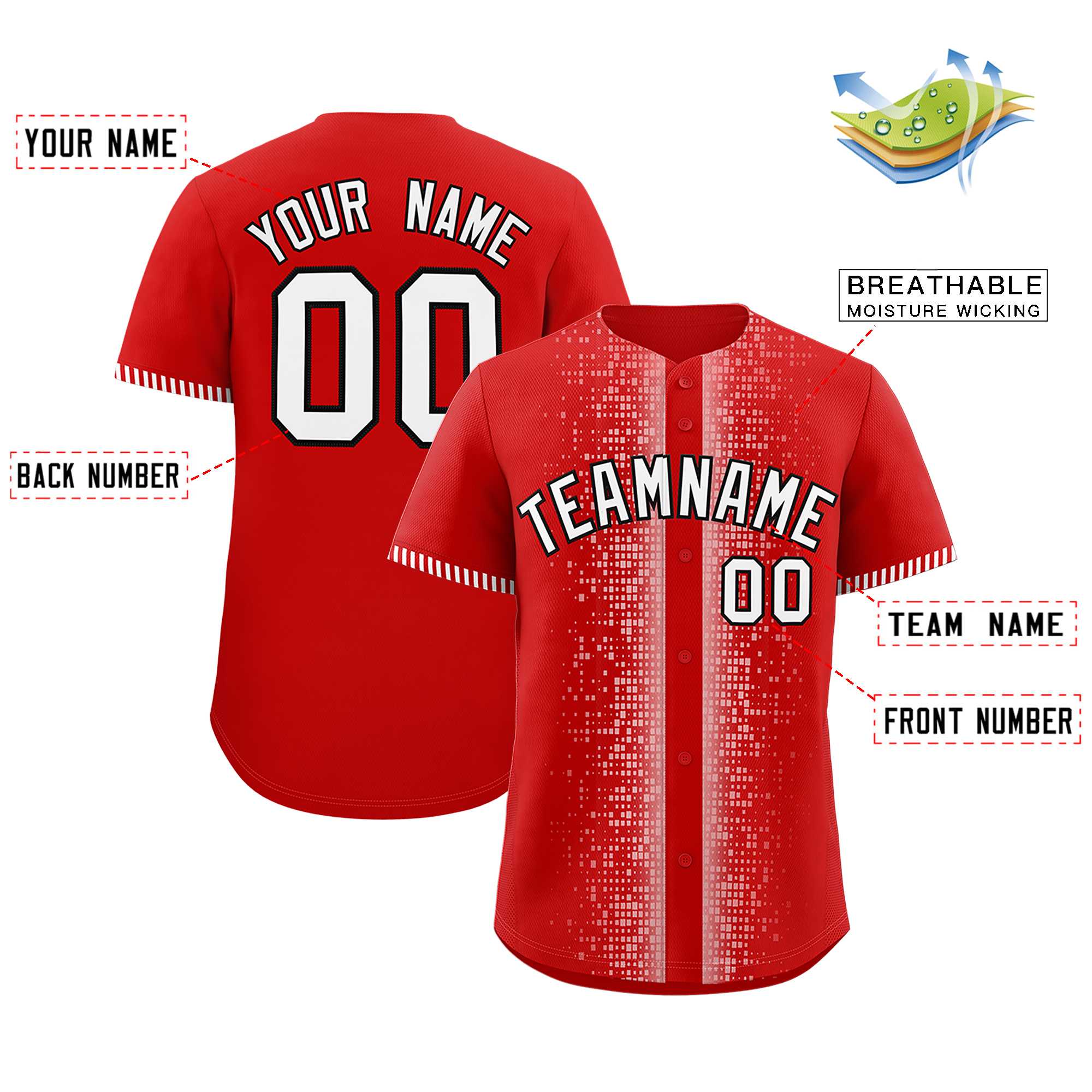 Custom Red White Personalized Phonetic Rhythm Authentic Baseball Jersey | KXKSHOP