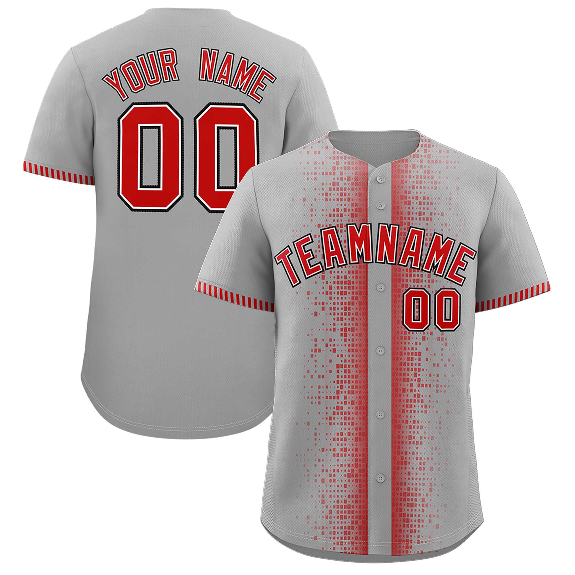 Custom Gray Red Personalized Phonetic Rhythm Authentic Baseball Jersey | KXKSHOP