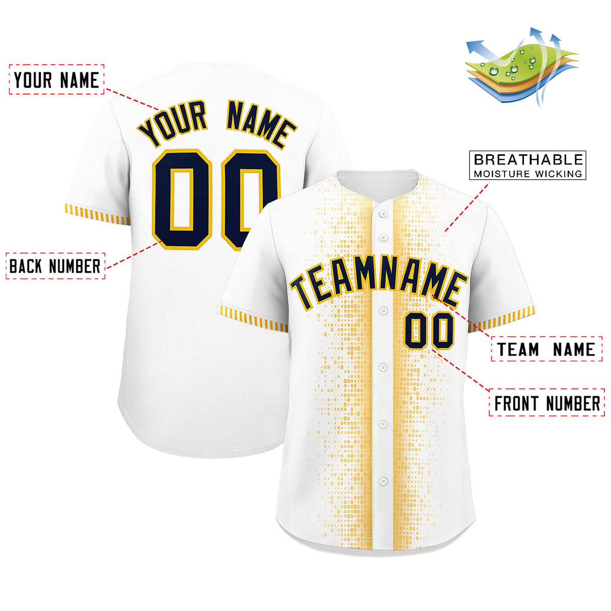 Custom White Gold Personalized Phonetic Rhythm Authentic Baseball Jersey | KXKSHOP