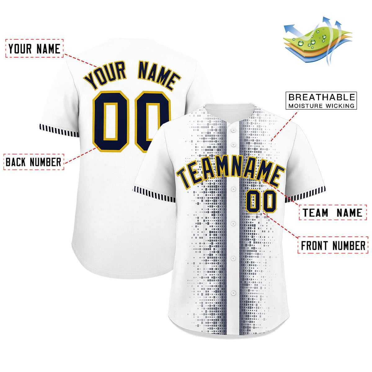 Custom White Navy Personalized Phonetic Rhythm Authentic Baseball Jersey | KXKSHOP