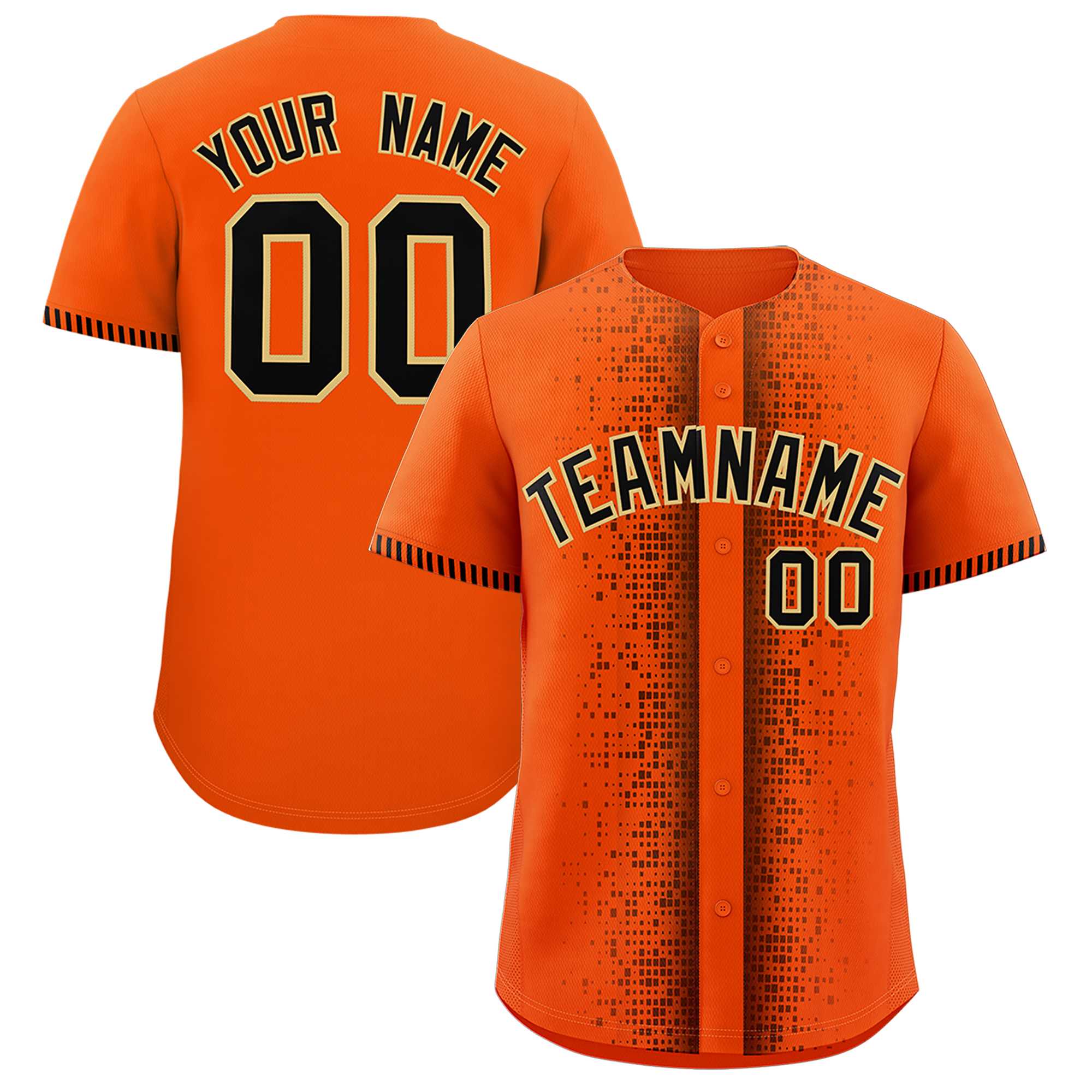 Custom Orange Black Personalized Phonetic Rhythm Authentic Baseball Jersey | KXKSHOP