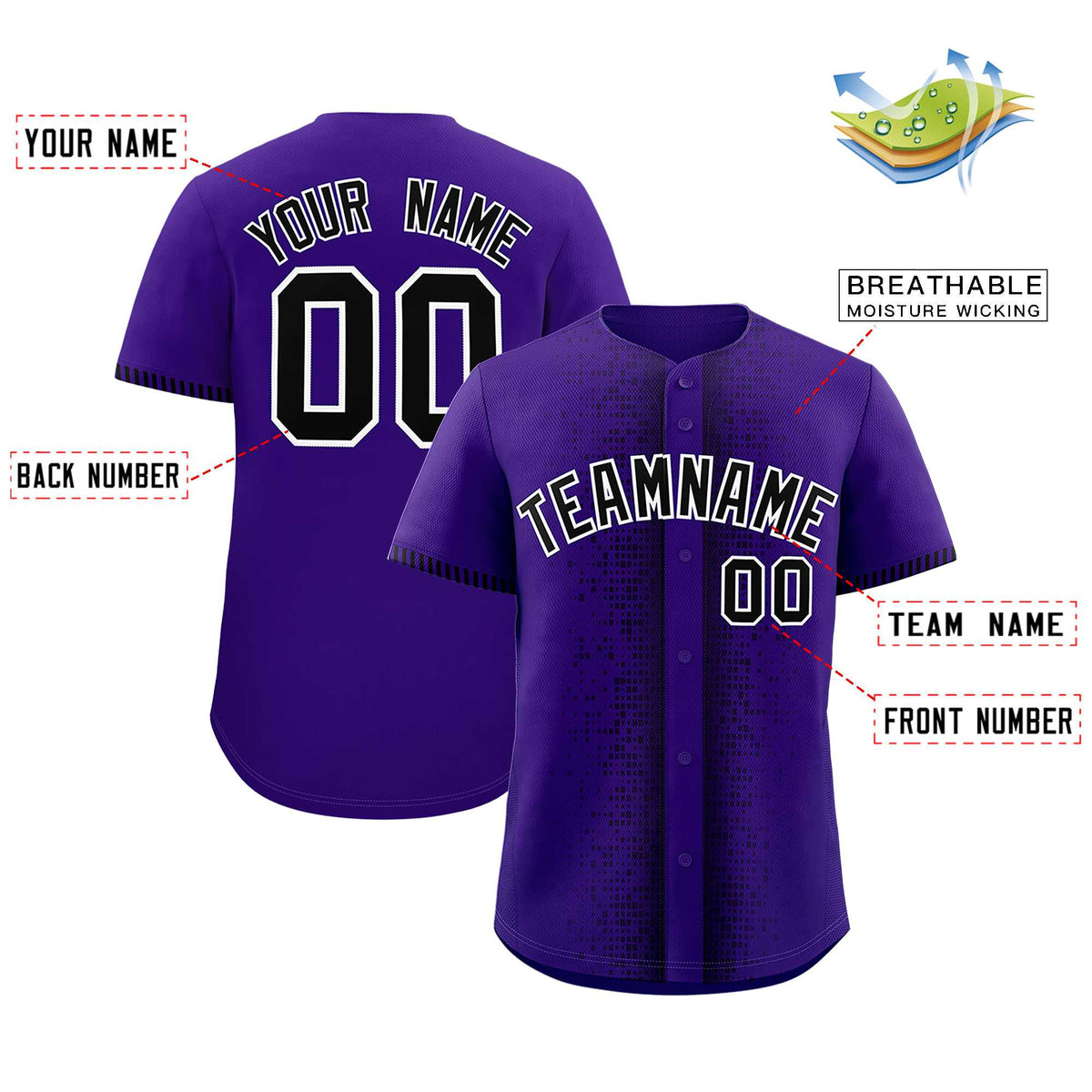 Custom Purple Black Personalized Phonetic Rhythm Authentic Baseball Jersey | KXKSHOP