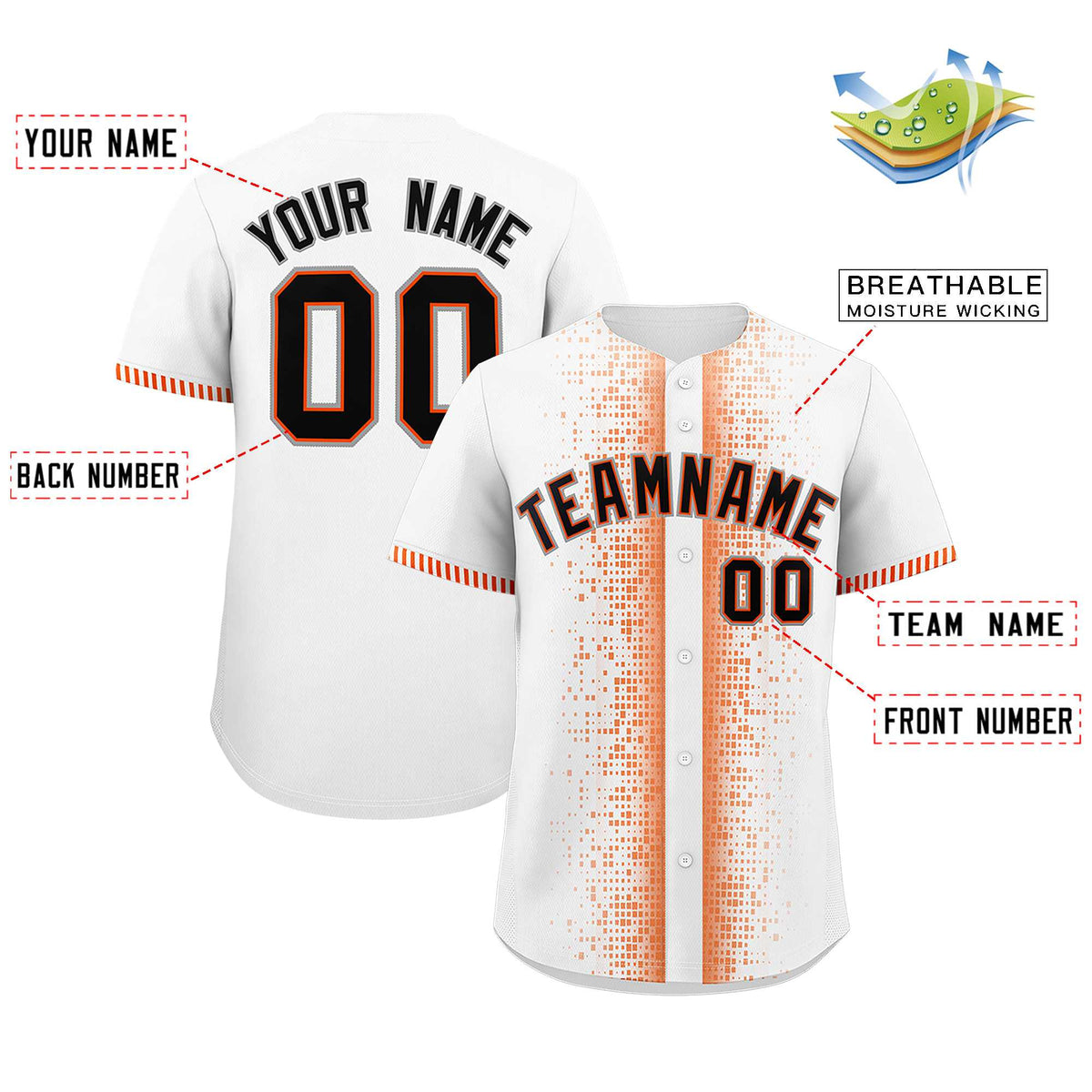 Custom White Orange Personalized Phonetic Rhythm Authentic Baseball Jersey | KXKSHOP