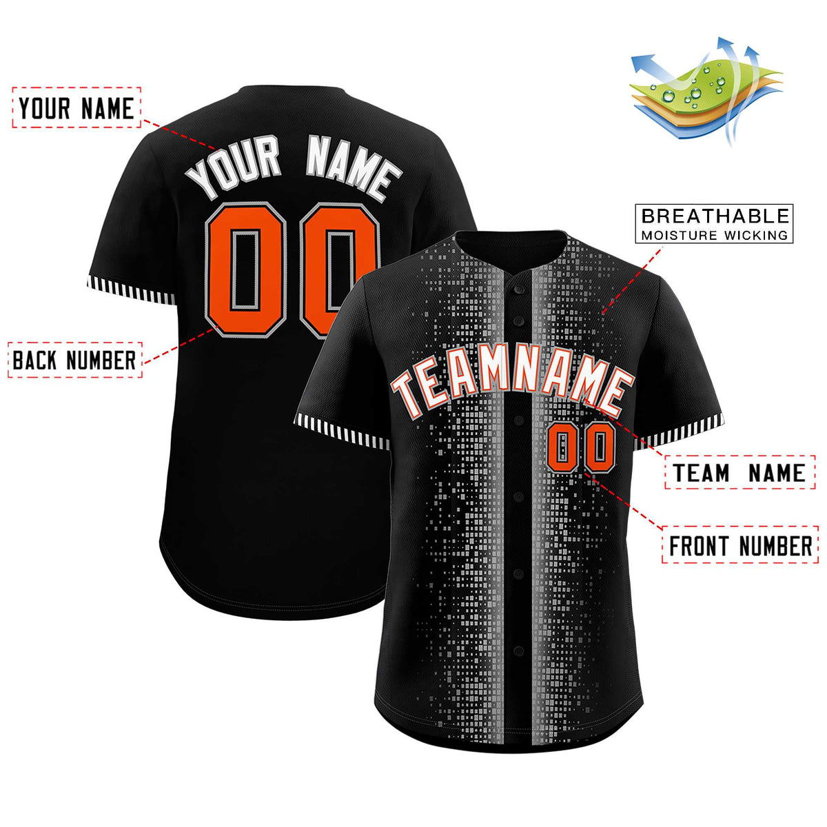 Custom Black Gray Personalized Phonetic Rhythm Authentic Baseball Jersey | KXKSHOP