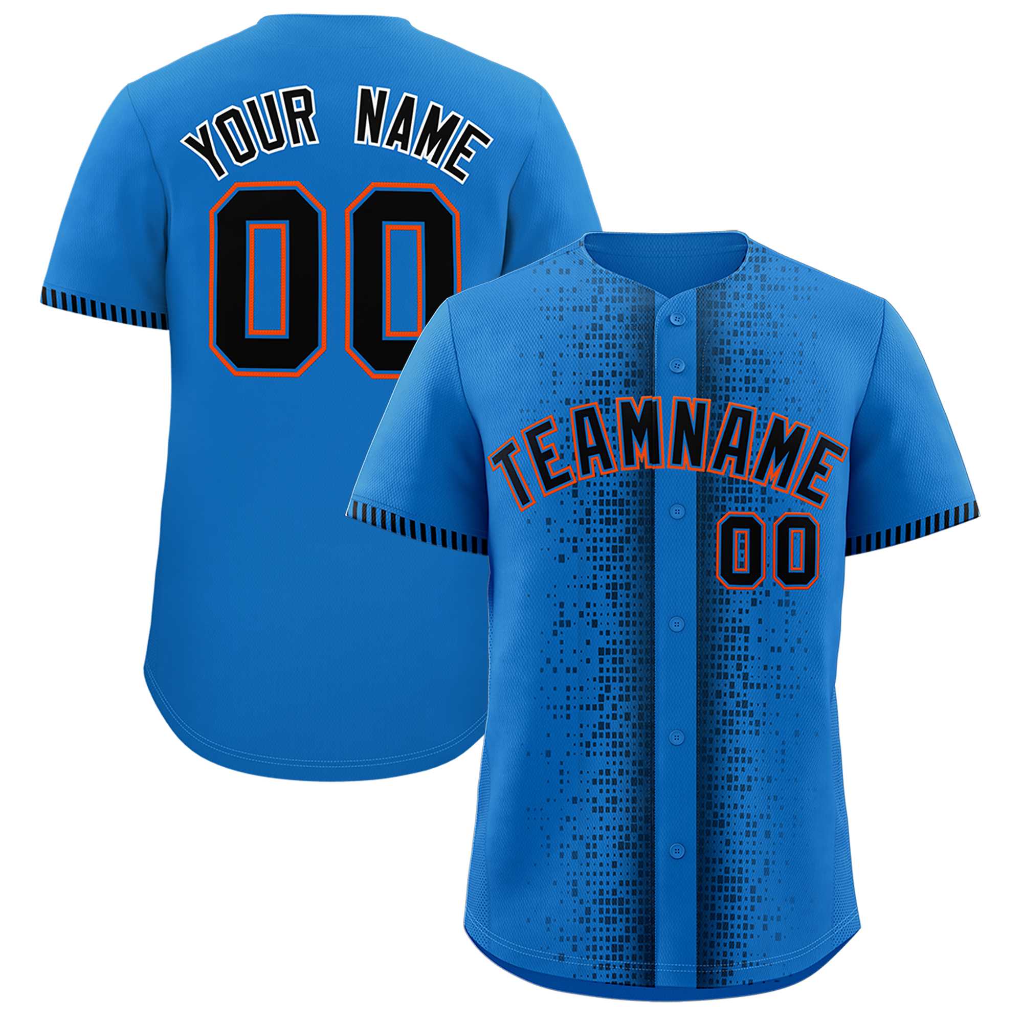 Custom Powder Blue Black Personalized Phonetic Rhythm Authentic Baseball Jersey | KXKSHOP