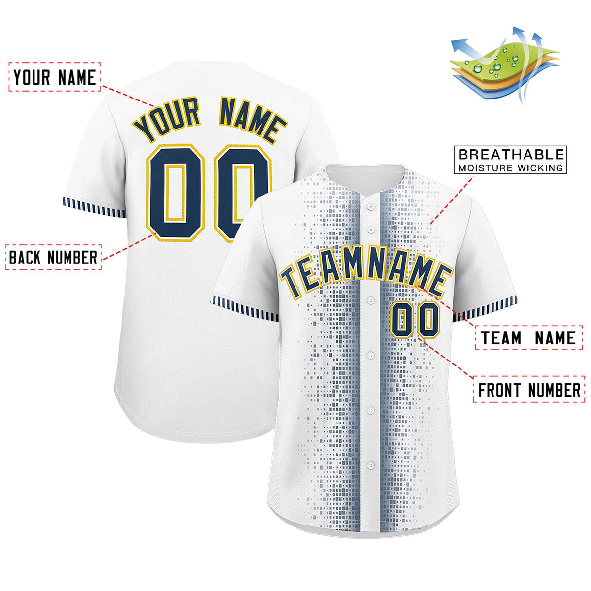 Custom White Midnight Blue Personalized Phonetic Rhythm Authentic Baseball Jersey | KXKSHOP