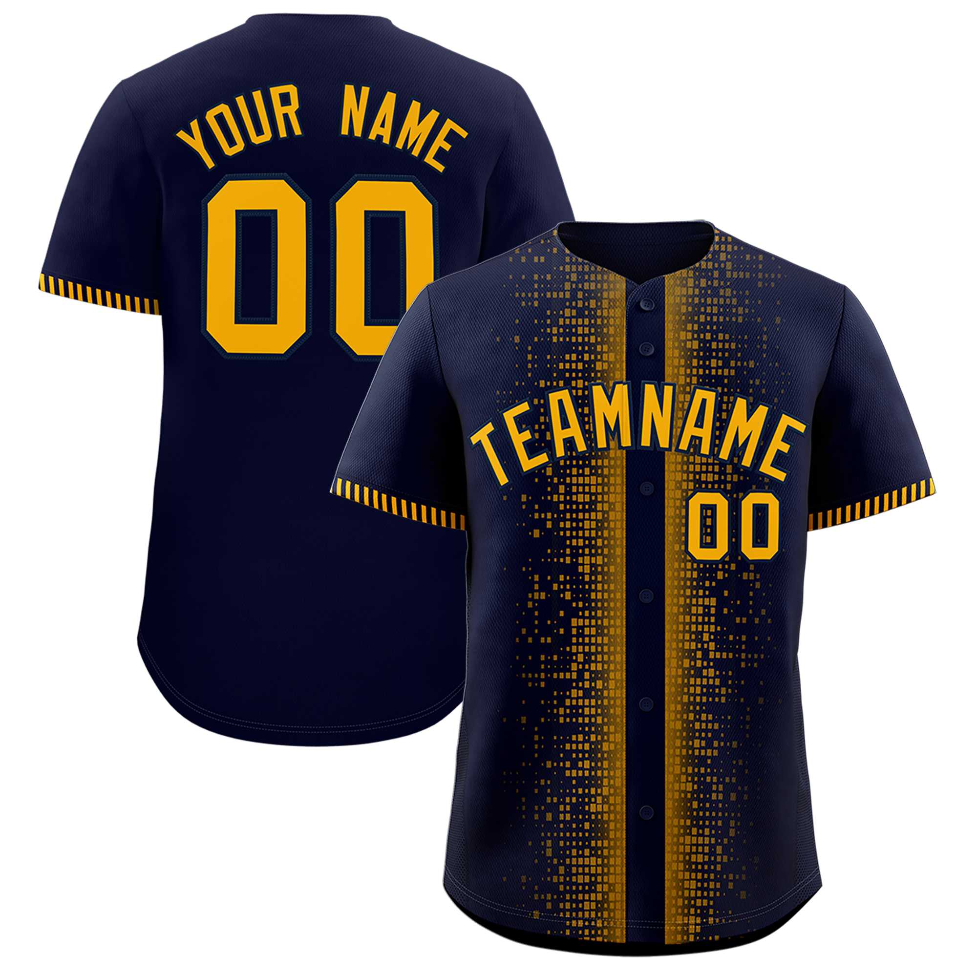 Custom Navy Yellow Personalized Phonetic Rhythm Authentic Baseball Jersey | KXKSHOP