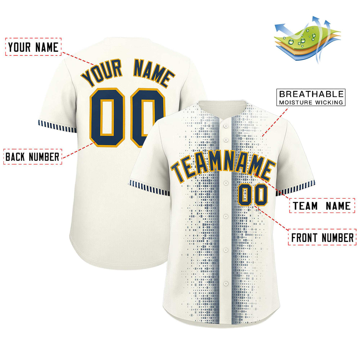 Custom White Midnight Blue Personalized Phonetic Rhythm Authentic Baseball Jersey | KXKSHOP