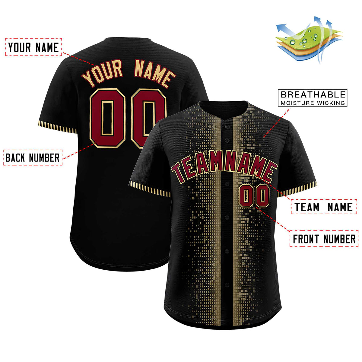 Custom Black Khaki Personalized Phonetic Rhythm Authentic Baseball Jersey | KXKSHOP