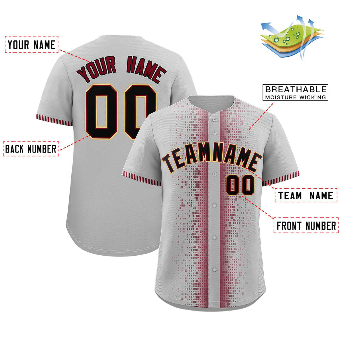 Custom Gray Crimson Personalized Phonetic Rhythm Authentic Baseball Jersey | KXKSHOP