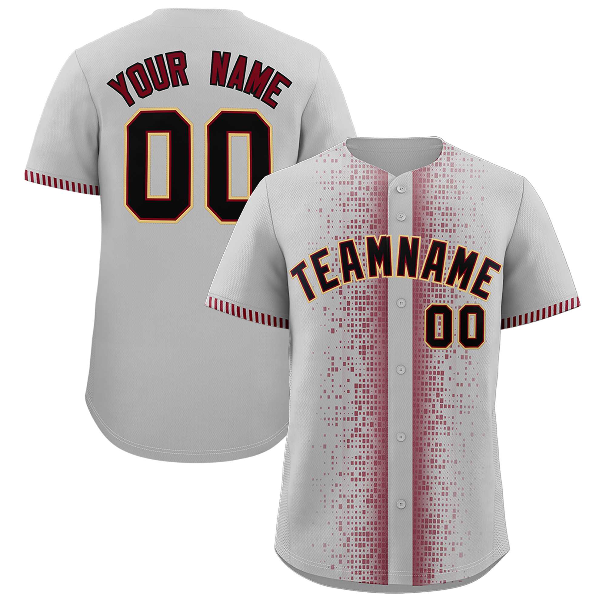 Custom Gray Crimson Personalized Phonetic Rhythm Authentic Baseball Jersey | KXKSHOP