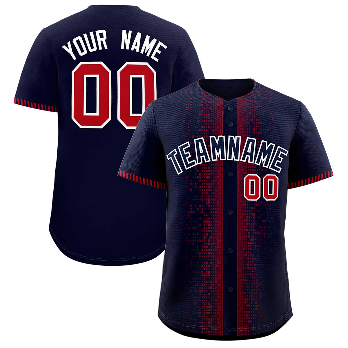 Custom Navy Red Personalized Phonetic Rhythm Authentic Baseball Jersey | KXKSHOP