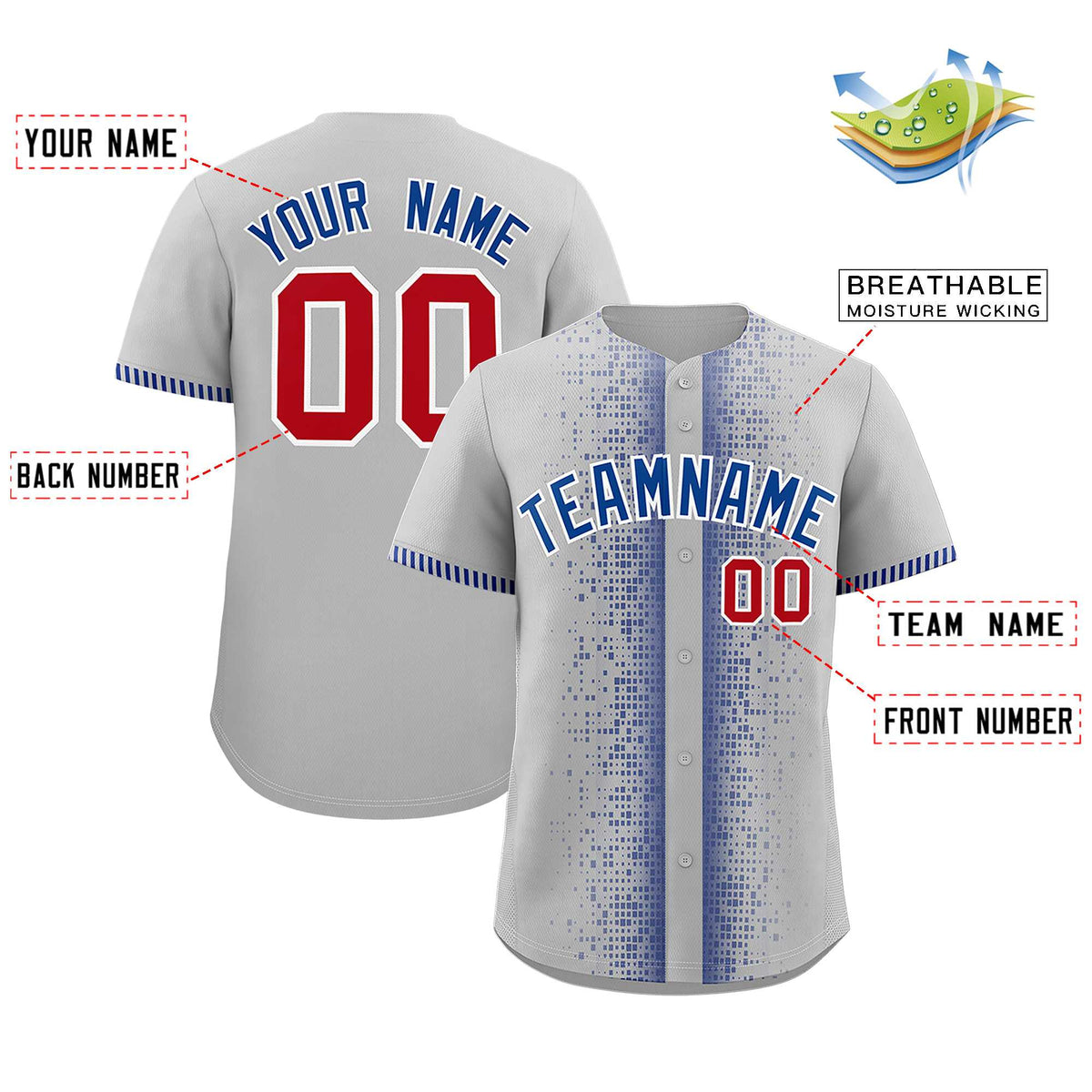 Custom Gray Royal Personalized Phonetic Rhythm Authentic Baseball Jersey | KXKSHOP
