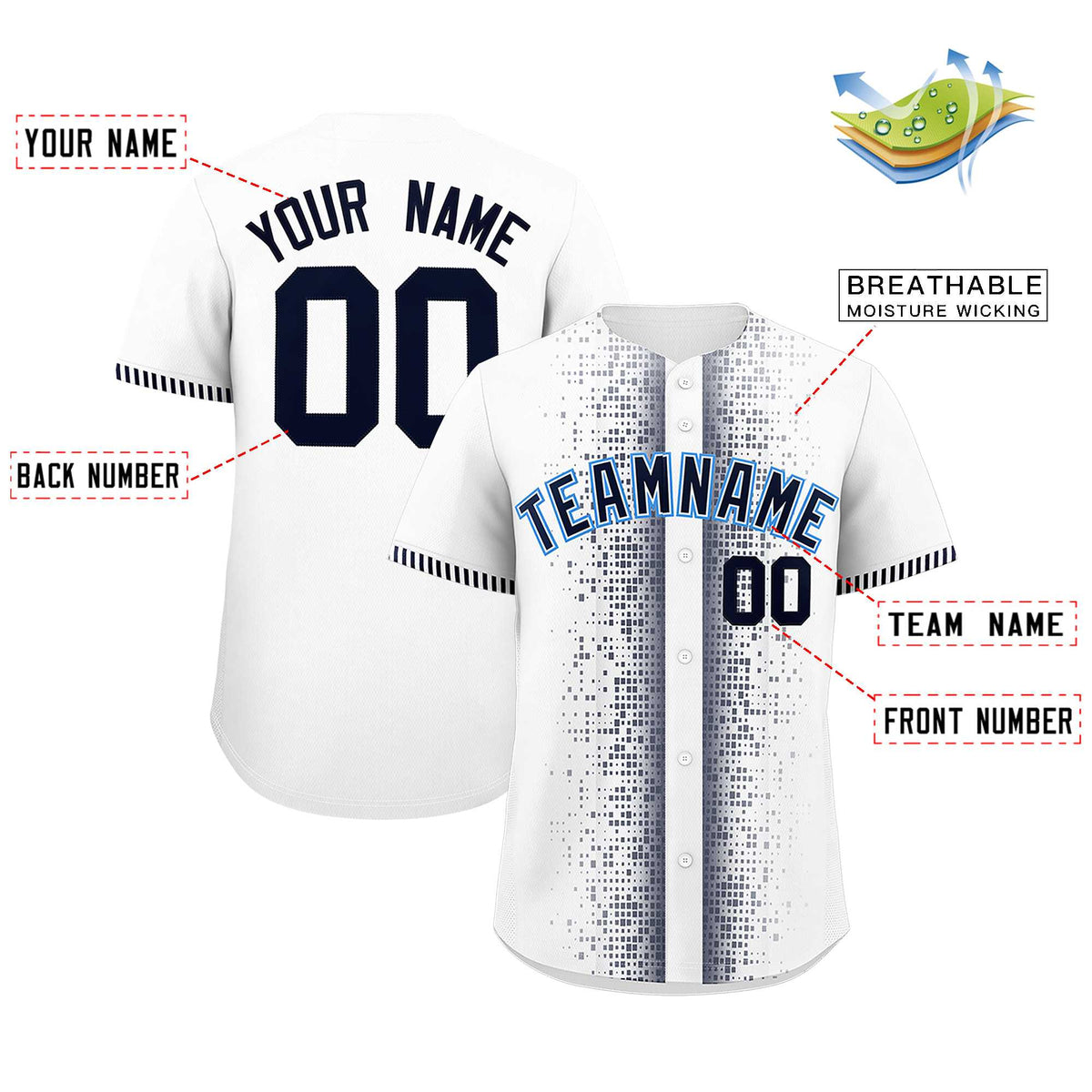 Custom White Navy Personalized Phonetic Rhythm Authentic Baseball Jersey | KXKSHOP