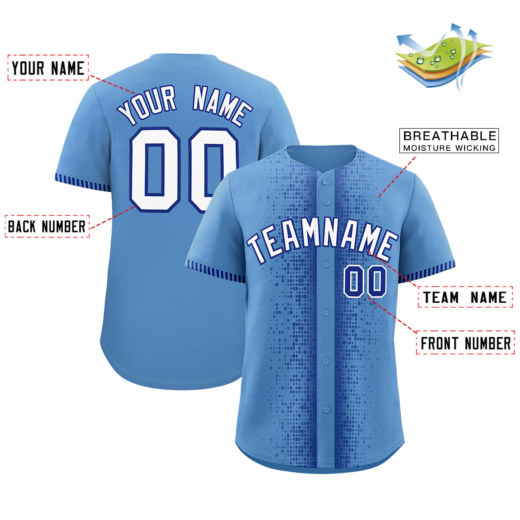 Custom Light Blue Royal Personalized Phonetic Rhythm Authentic Baseball Jersey | KXKSHOP