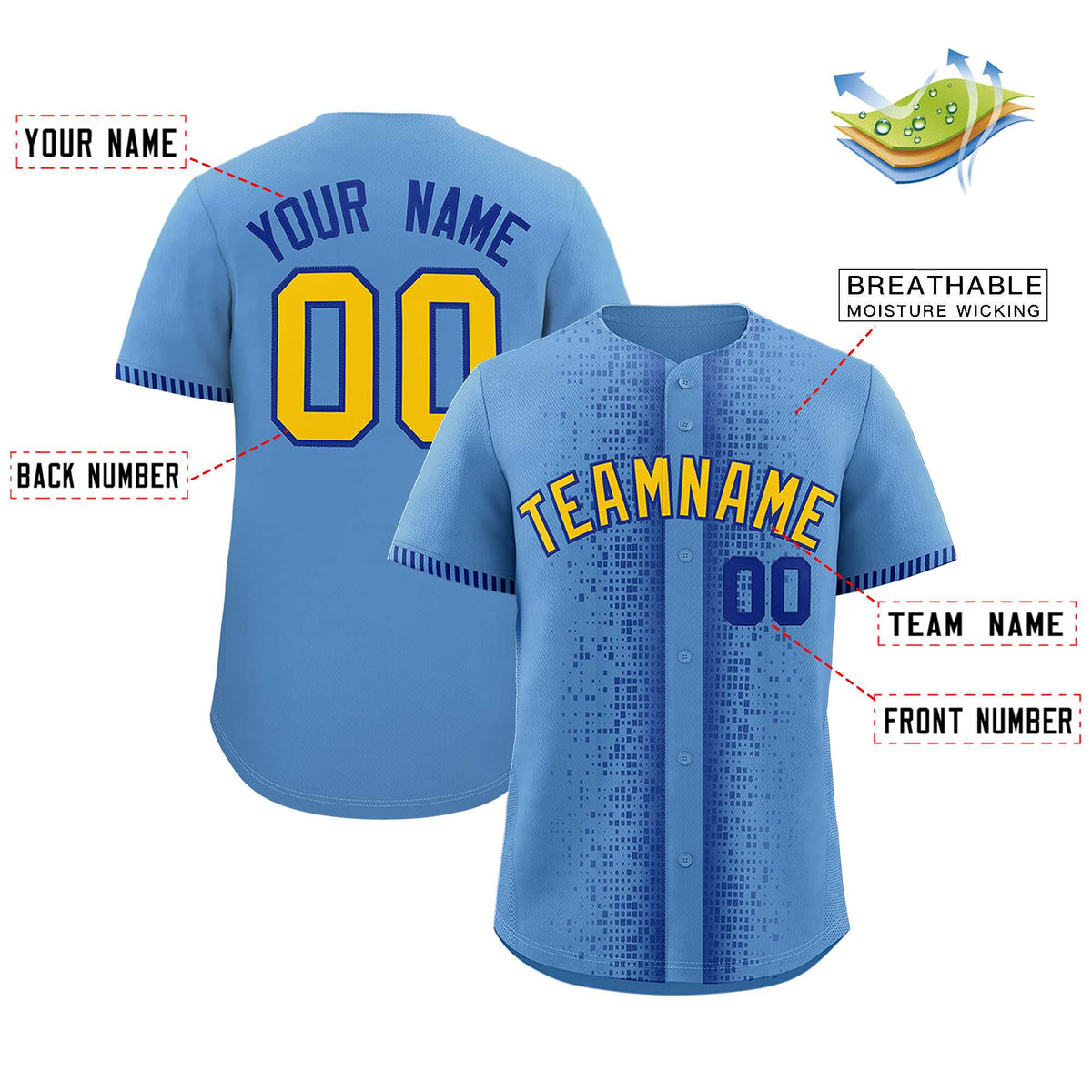 Custom Light Blue Royal Personalized Phonetic Rhythm Authentic Baseball Jersey | KXKSHOP