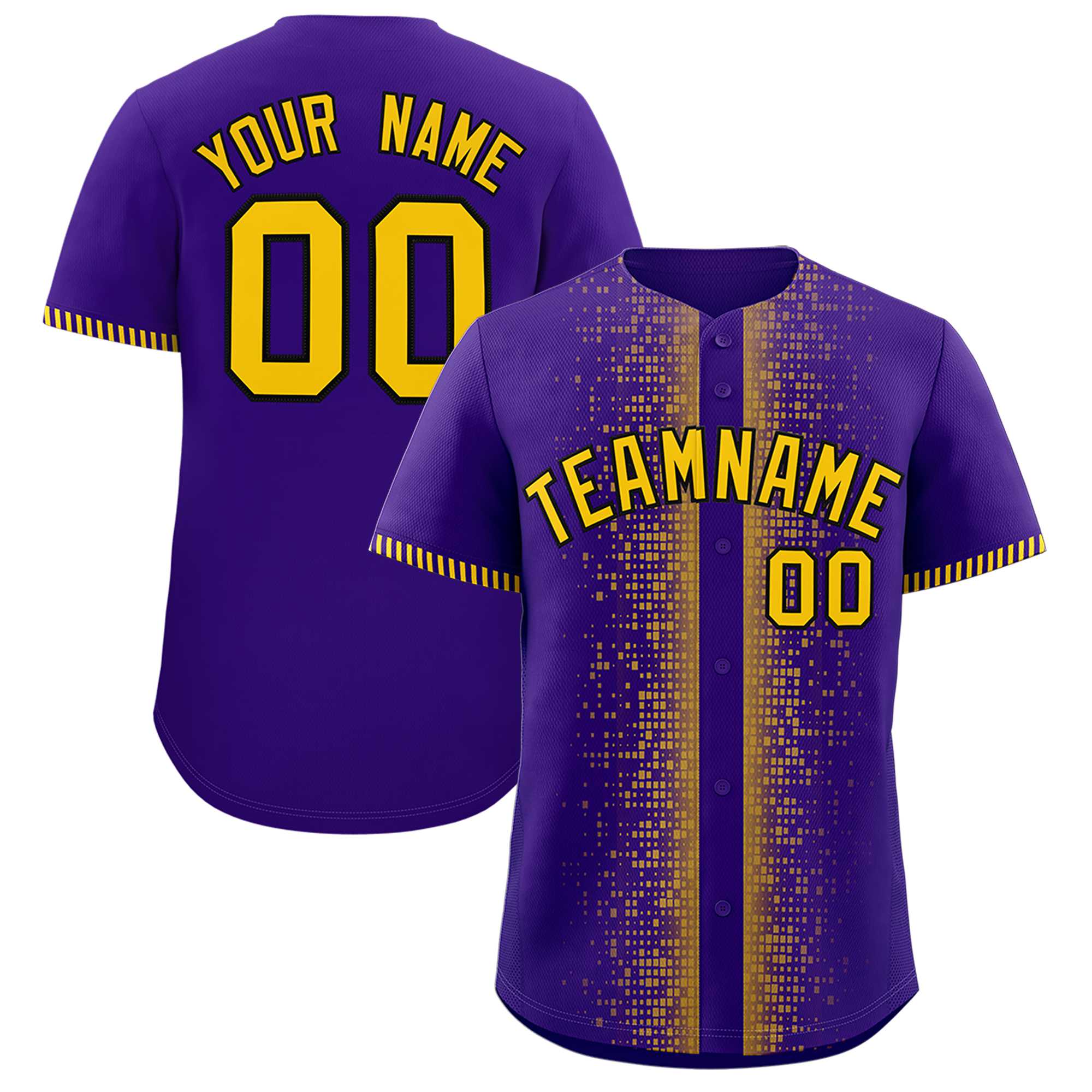 Custom Purple Gold Personalized Phonetic Rhythm Authentic Baseball Jersey | KXKSHOP