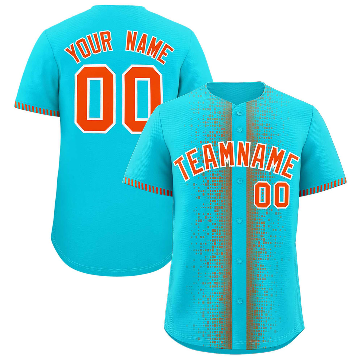 Custom Aqua Orange Personalized Phonetic Rhythm Authentic Baseball Jersey | KXKSHOP