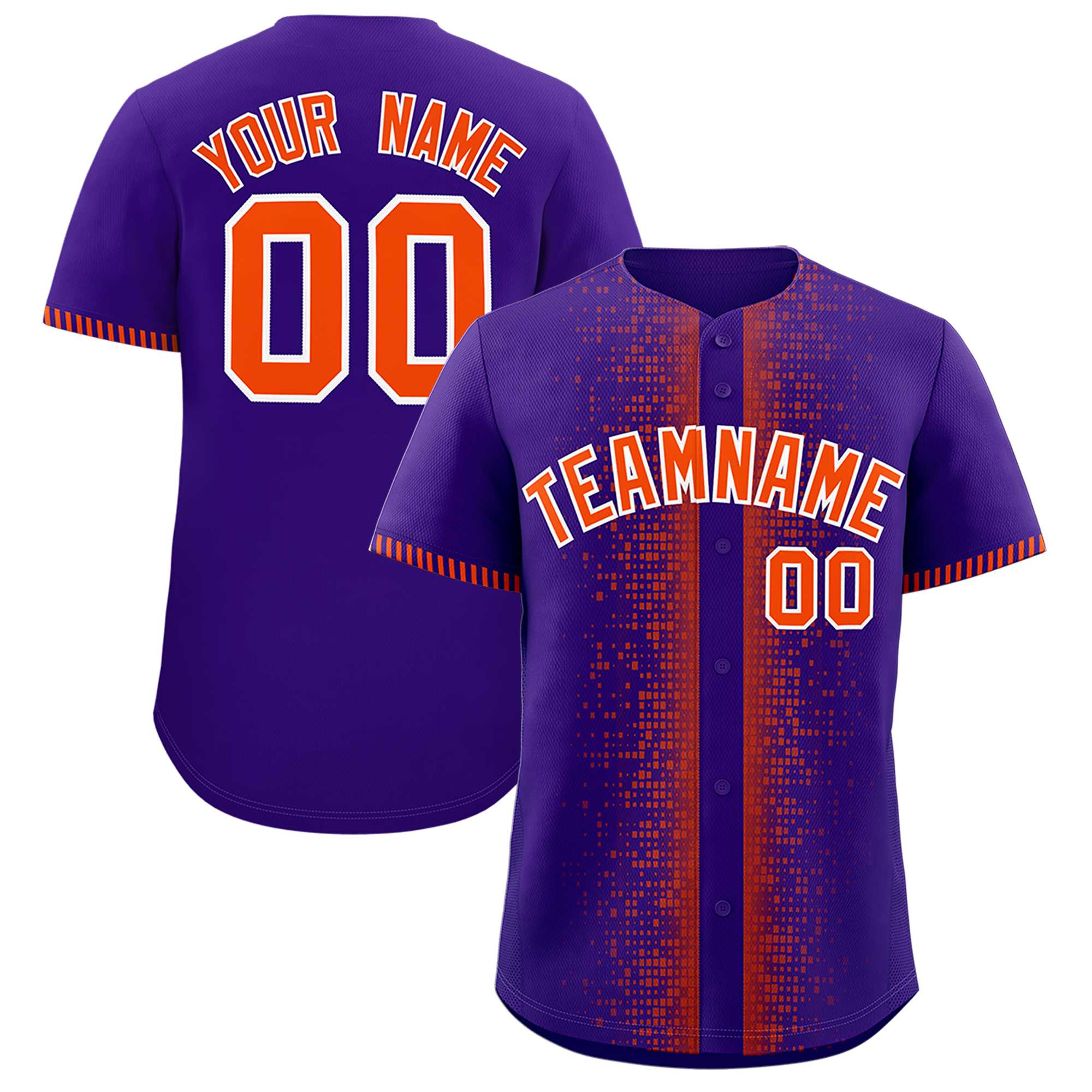 Custom Purple Orange Personalized Phonetic Rhythm Authentic Baseball Jersey | KXKSHOP
