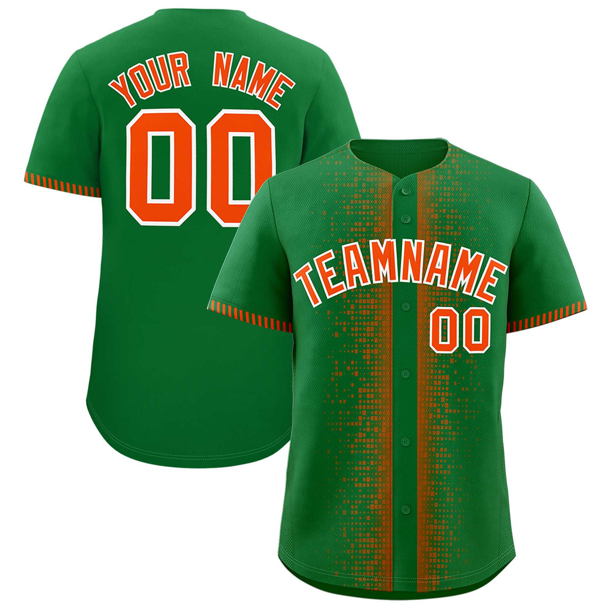 Custom Kelly Green Orange Personalized Phonetic Rhythm Authentic Baseball Jersey | KXKSHOP