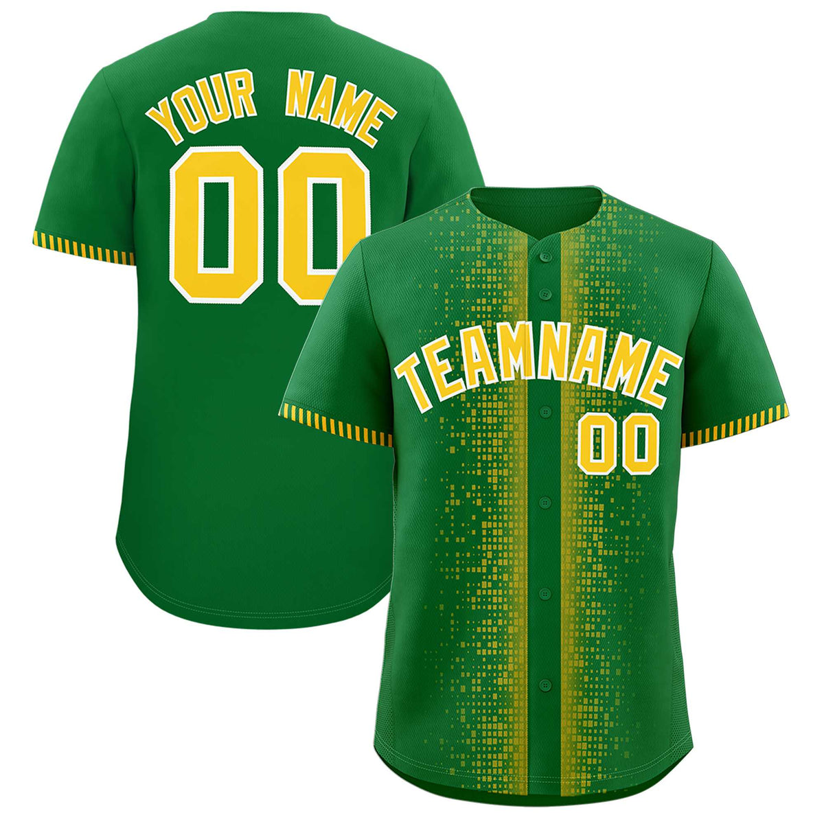 Custom Kelly Green Gold Personalized Phonetic Rhythm Authentic Baseball Jersey | KXKSHOP