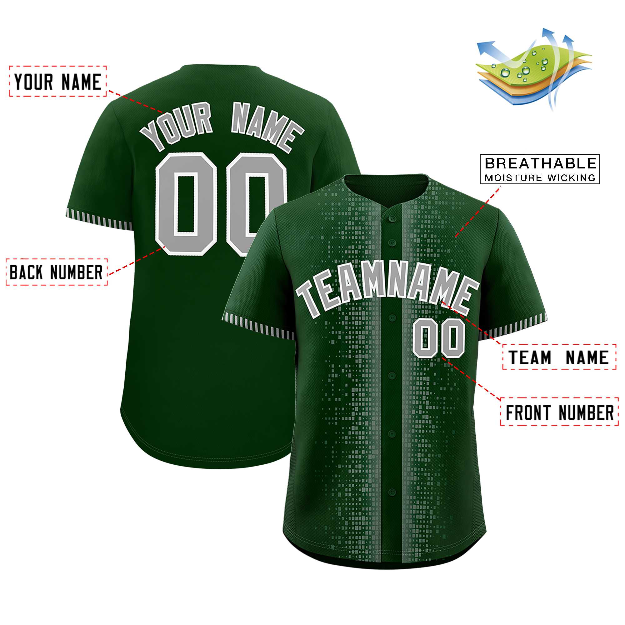 Custom Green Gray Personalized Phonetic Rhythm Authentic Baseball Jersey | KXKSHOP