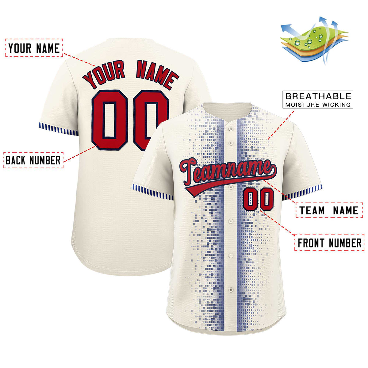 Custom Cream Royal Personalized Phonetic Rhythm Authentic Baseball Jersey | KXKSHOP