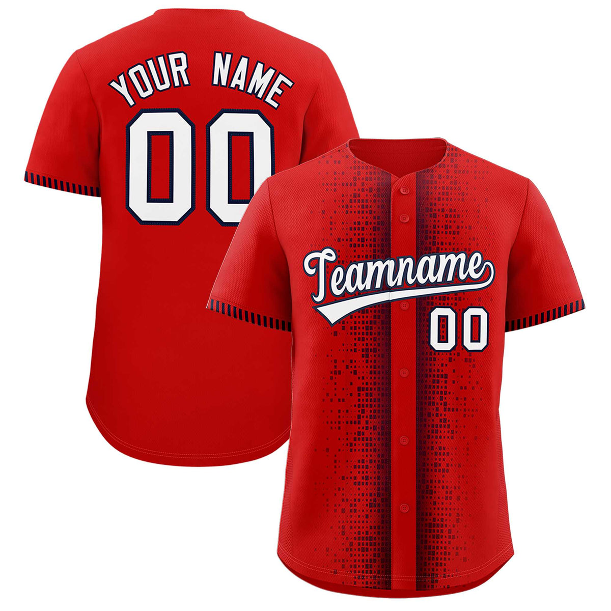 Custom Red Navy Personalized Phonetic Rhythm Authentic Baseball Jersey | KXKSHOP