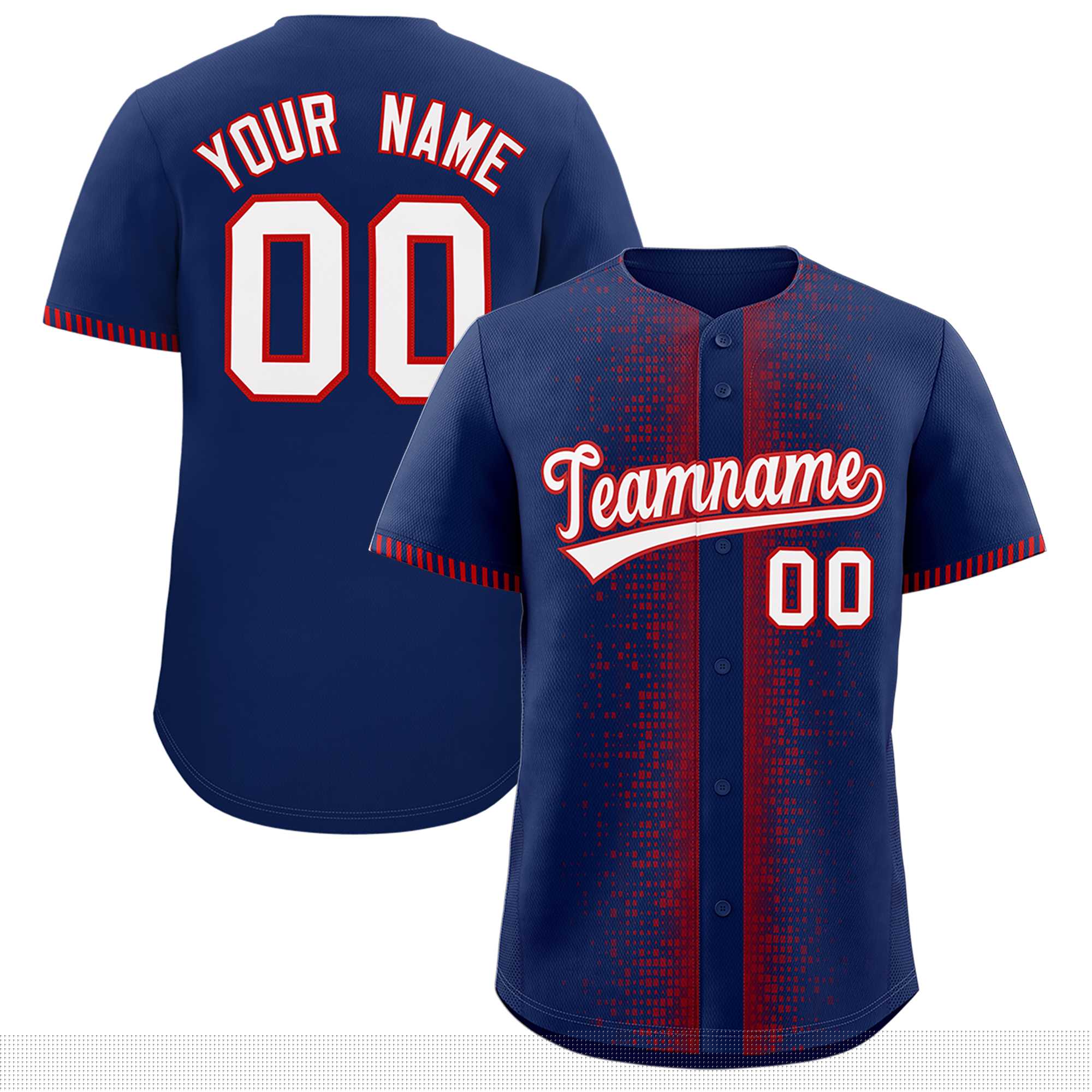 Custom Navy Red Personalized Phonetic Rhythm Authentic Baseball Jersey | KXKSHOP
