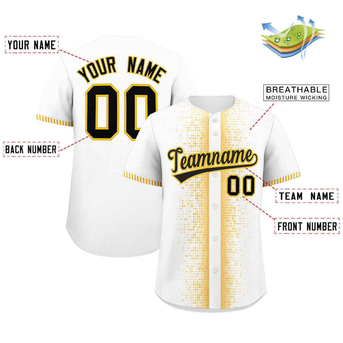 Custom White Gold Personalized Phonetic Rhythm Authentic Baseball Jersey | KXKSHOP