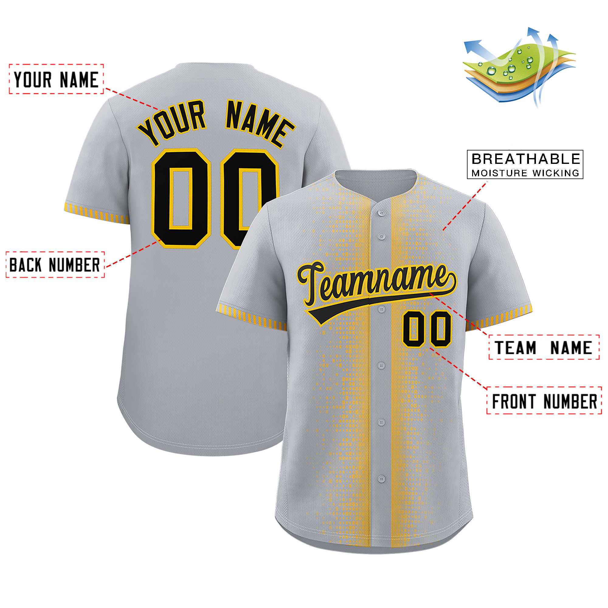 Custom Gray Gold Personalized Phonetic Rhythm Authentic Baseball Jersey | KXKSHOP