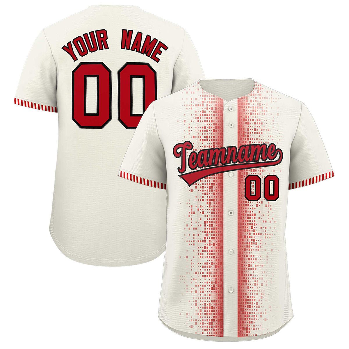 Custom Cream Red Personalized Phonetic Rhythm Authentic Baseball Jersey | KXKSHOP