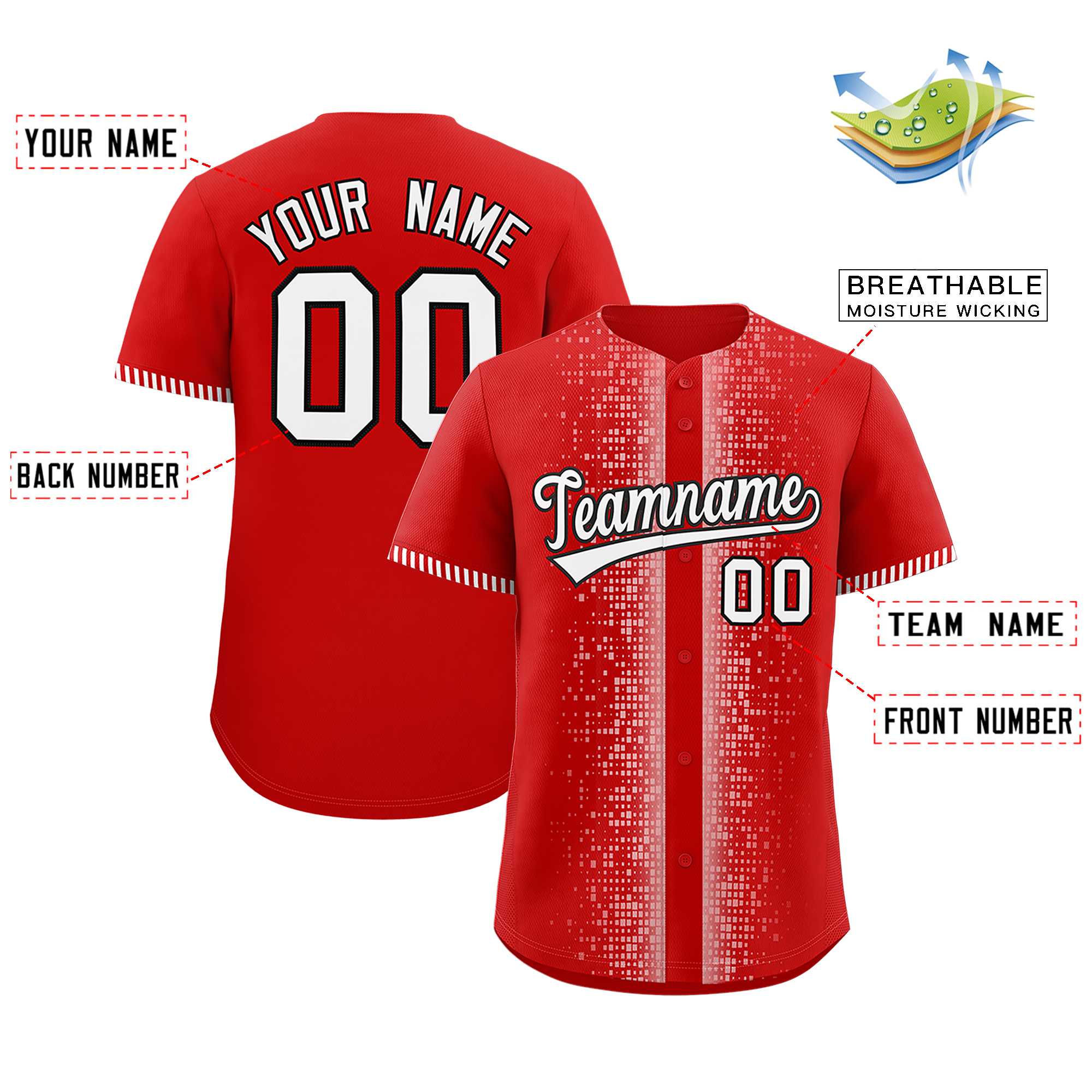 Custom Red White Personalized Phonetic Rhythm Authentic Baseball Jersey | KXKSHOP
