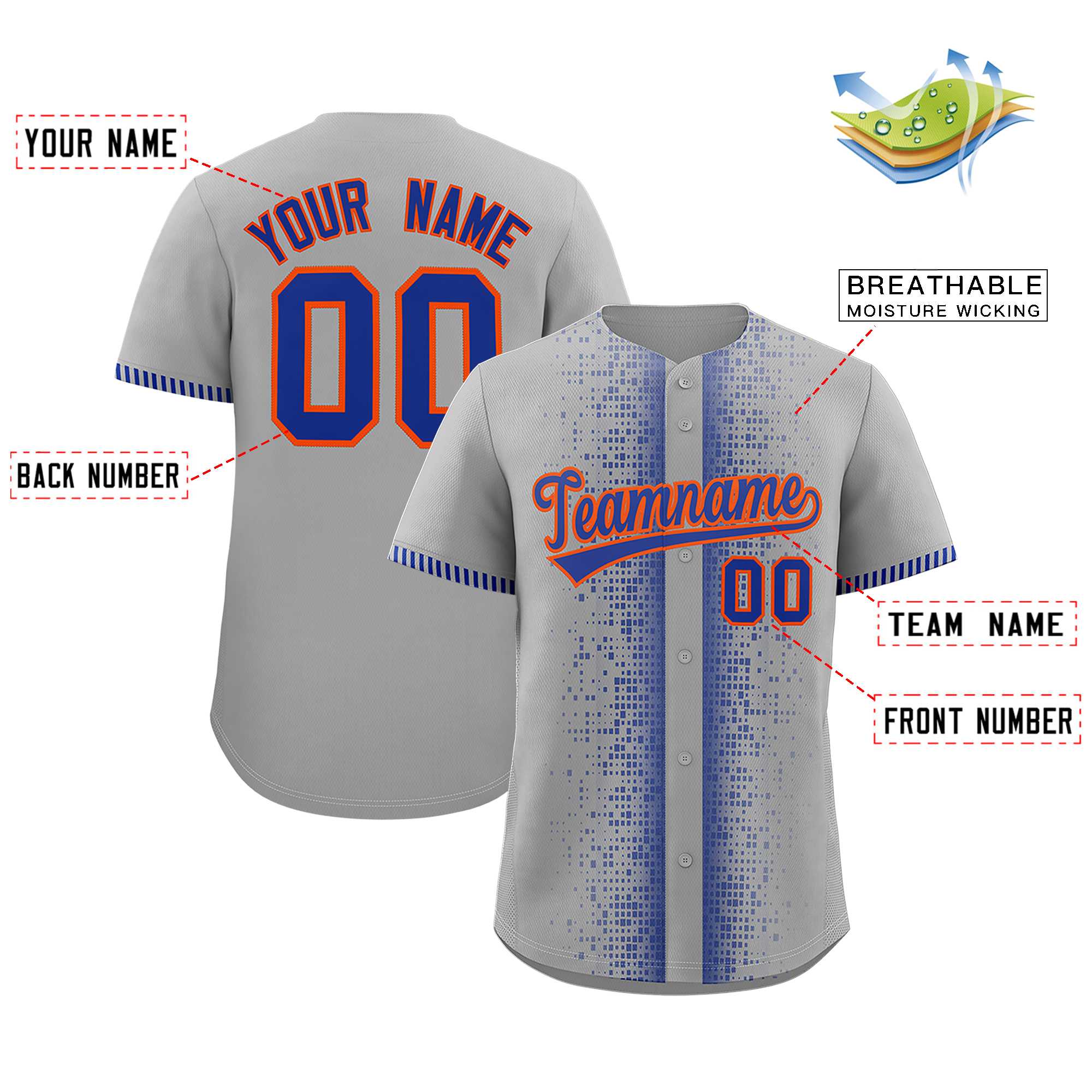 Custom Gray Royal Personalized Phonetic Rhythm Authentic Baseball Jersey | KXKSHOP