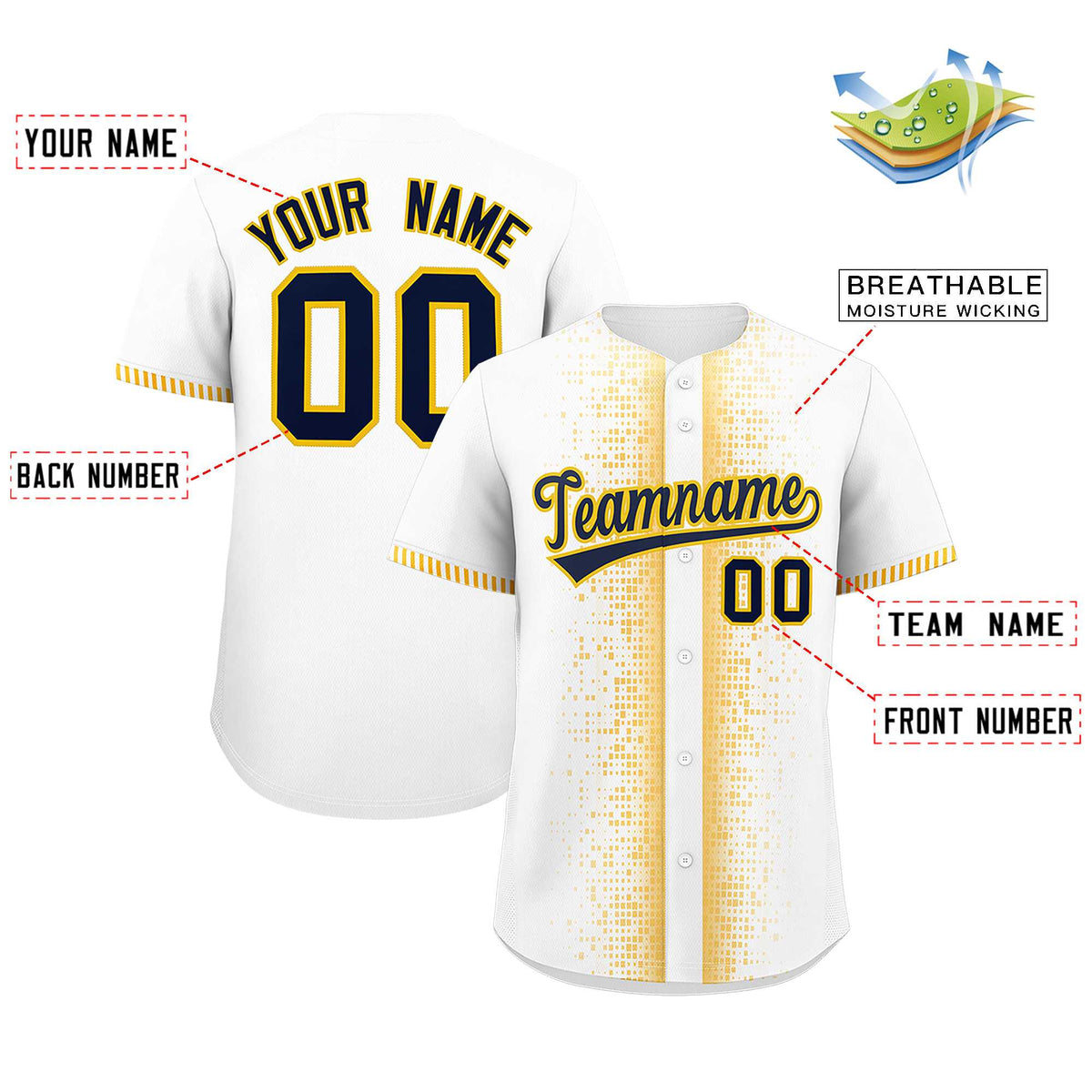 Custom White Gold Personalized Phonetic Rhythm Authentic Baseball Jersey | KXKSHOP