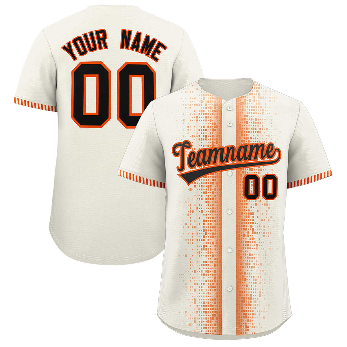 Custom Cream Orange Personalized Phonetic Rhythm Authentic Baseball Jersey | KXKSHOP