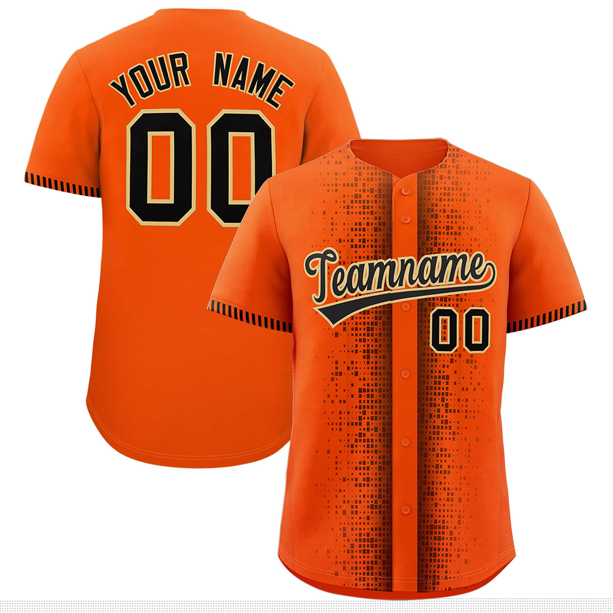 Custom Orange Black Personalized Phonetic Rhythm Authentic Baseball Jersey | KXKSHOP