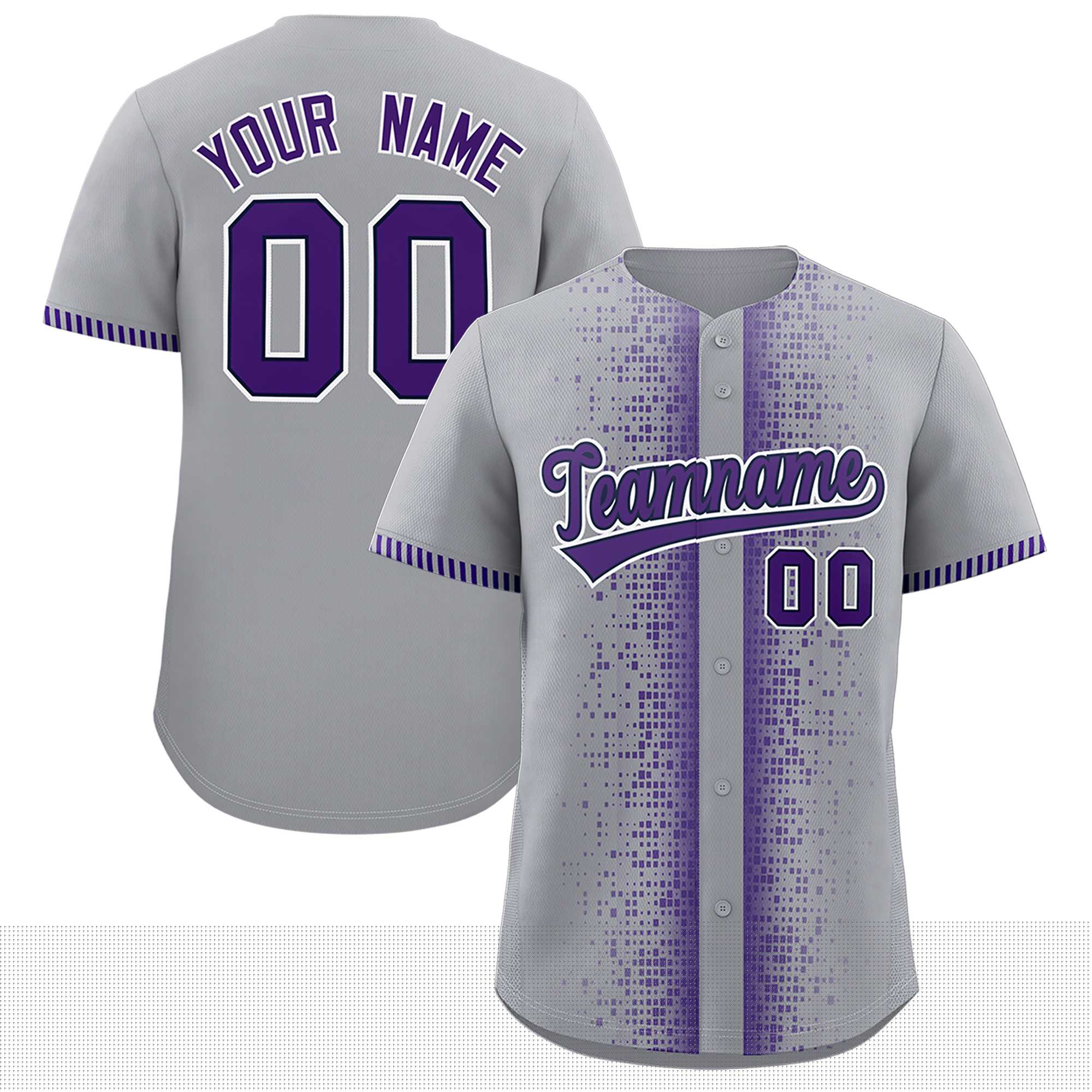 Custom Gray Purple Personalized Phonetic Rhythm Authentic Baseball Jersey | KXKSHOP