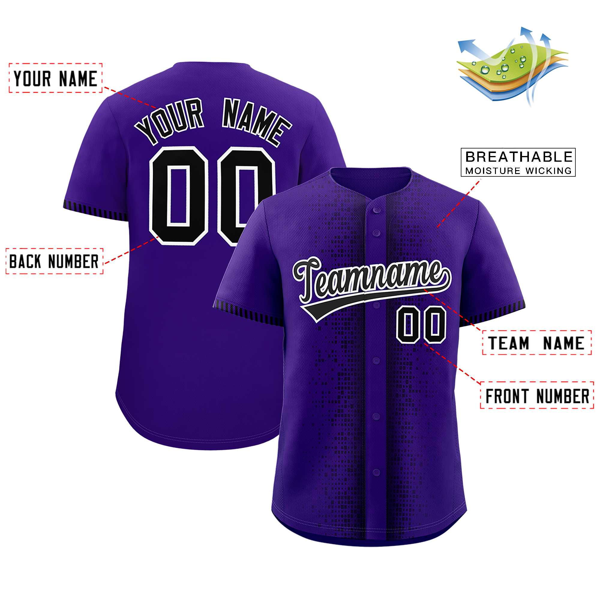 Custom Purple Black Personalized Phonetic Rhythm Authentic Baseball Jersey | KXKSHOP