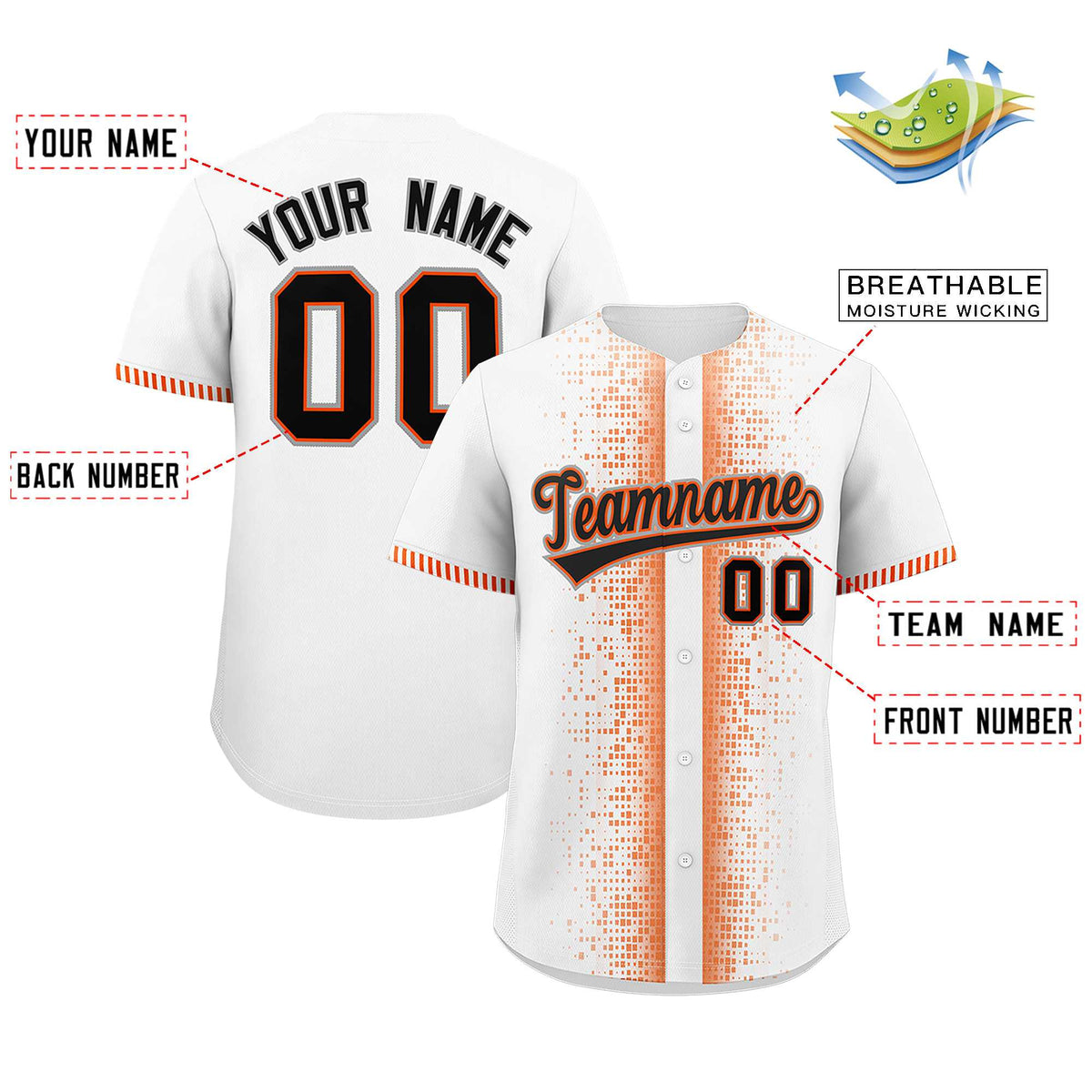 Custom White Orange Personalized Phonetic Rhythm Authentic Baseball Jersey | KXKSHOP