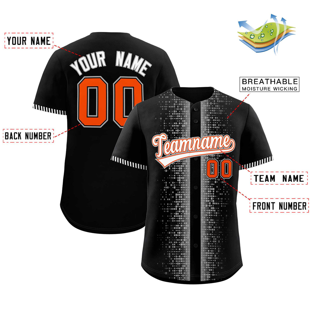 Custom Black Gray Personalized Phonetic Rhythm Authentic Baseball Jersey | KXKSHOP