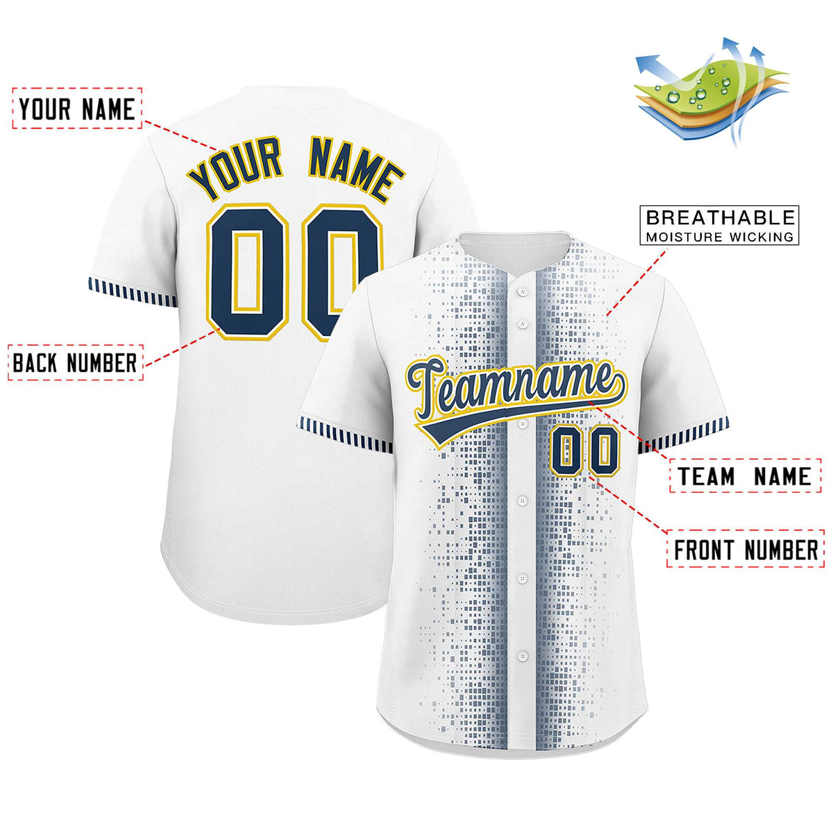 Custom White Midnight Blue Personalized Phonetic Rhythm Authentic Baseball Jersey | KXKSHOP