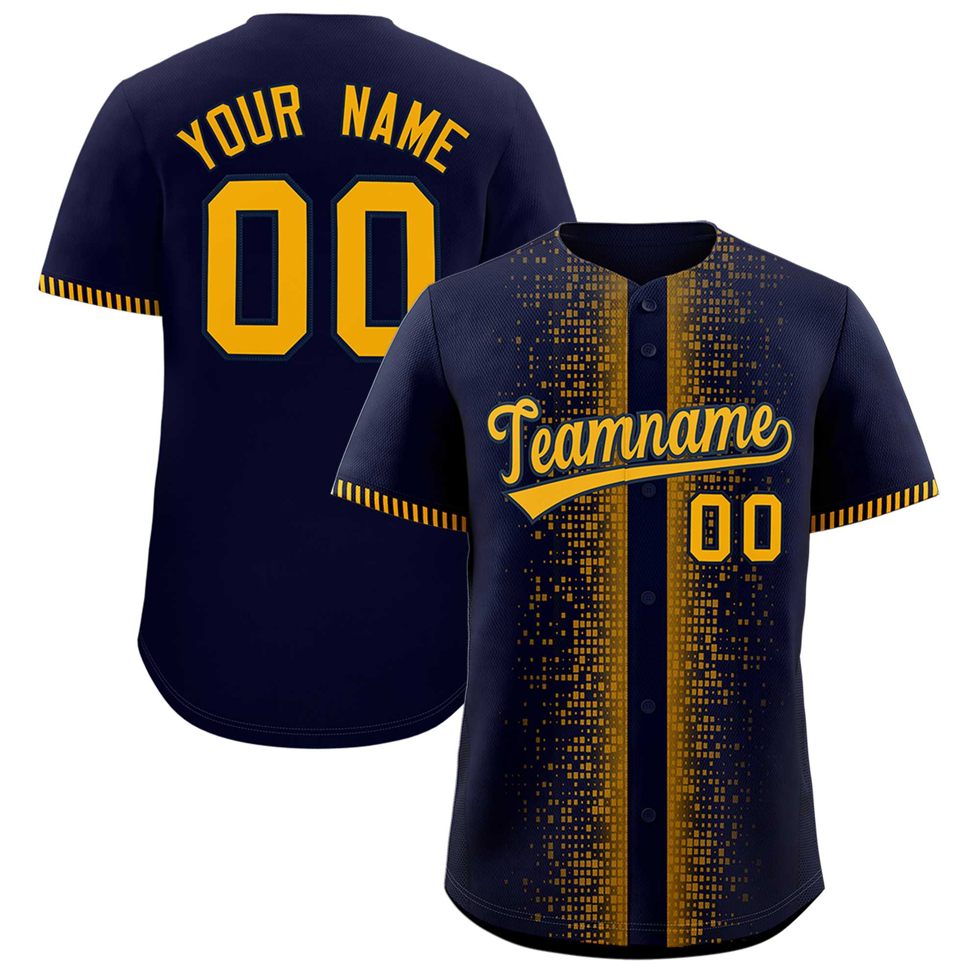 Custom Navy Yellow Personalized Phonetic Rhythm Authentic Baseball Jersey | KXKSHOP